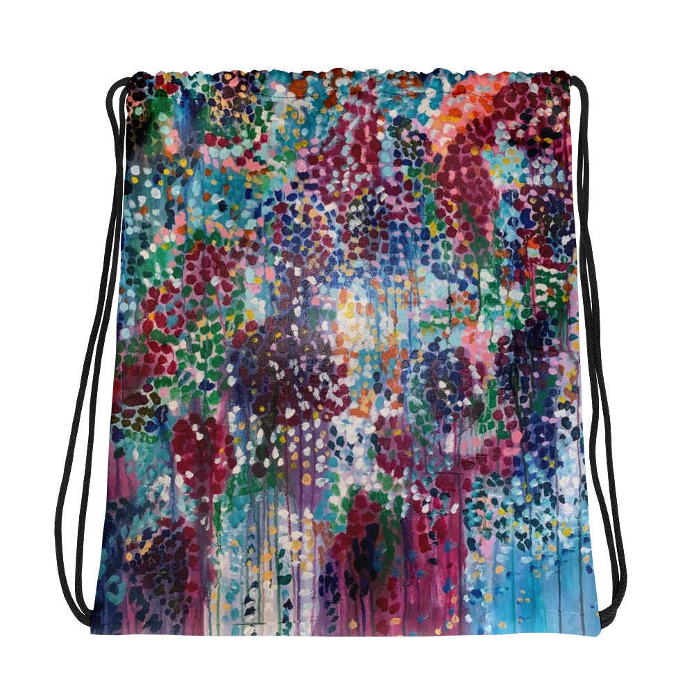 Colorful Meadow Drawstring Bag (15x17)